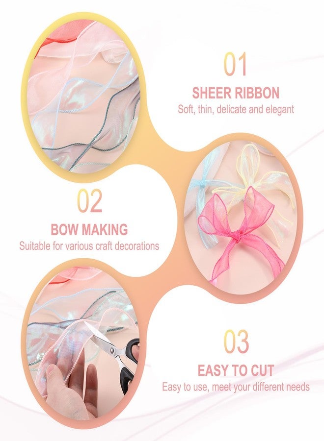 Pmeixcy Organza Ribbon Roll, Bows for Decoration, Ribbon, 4 Pcs Fish Tail Organza Ribbons - 4cm x 9m Pink Ribbons for Valentine's Gift Wrapping, Flower Bouquets & DIY Crafts - Image 3